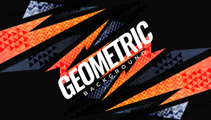 Naklejka premium Dynamic and Energetic Sport Background with Grey and Orange Geometric Shapes in Speed Concept with Texture Effects. Sport Banner or Poster Background Design Template
