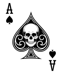 Fototapeta premium 1Ace of Spades Skull: Gothic Playing Card Vector Illustration
