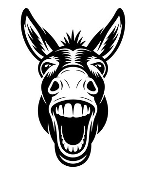Funny Laughing Donkey Head Vector Illustration