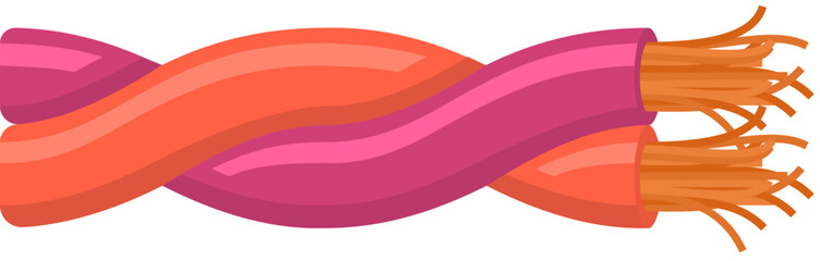 Fototapeta premium Twisted electrical cable showing exposed copper wire strands