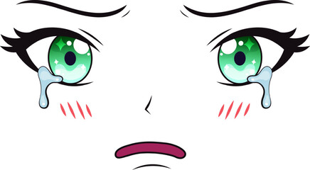 Obraz premium Anime cartoon face expressing sadness and crying