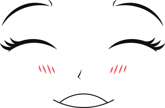 Anime girl character face blushing and smiling