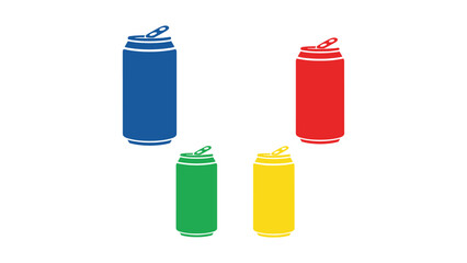 Four colorful soda cans displayed in a row with different vibrant hues