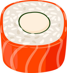 Sushi maki roll with salmon and creamy filling © WinWin