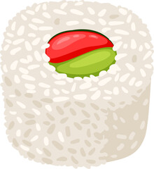 Sushi roll with rice and colorful filling illustration © WinWin
