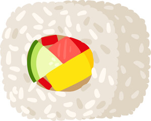 Single maki sushi roll with colorful filling © WinWin