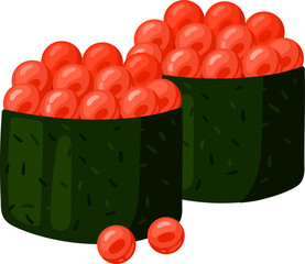 Japanese gunkan maki featuring fresh red salmon roe © WinWin