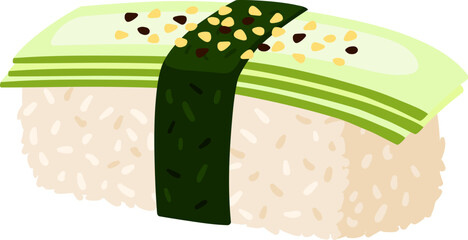 Sushi nigiri with cucumber and nori seaweed © WinWin