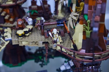 Fototapeta premium Moscow, Russia. - June 23, 2025: Lego construction kit, old models. Collection of the famous toy series