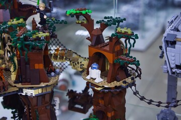 Fototapeta premium Moscow, Russia. - June 23, 2025: Lego construction kit, old models. Collection of the famous toy series