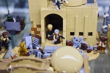 Fototapeta premium Moscow, Russia. - June 23, 2025: Lego construction kit, old models. Collection of the famous toy series