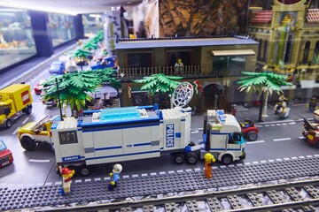 Naklejka premium Moscow, Russia. - June 23, 2025: Lego construction kit, old models. Collection of the famous toy series