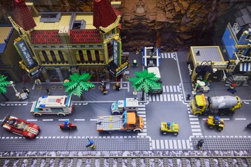 Naklejka premium Moscow, Russia. - June 23, 2025: Lego construction kit, old models. Collection of the famous toy series