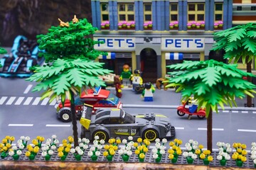 Naklejka premium Moscow, Russia. - June 23, 2025: Lego construction kit, old models. Collection of the famous toy series