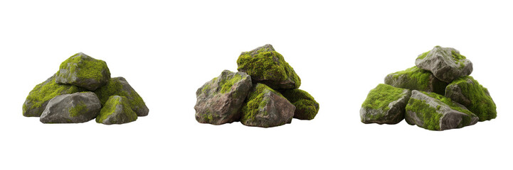 Fototapeta premium Moss-covered rocks natural setting textured stones greenery close-up