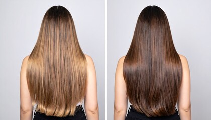 Fototapeta premium Before and After Hair Transformation Showing Dramatic Color Change.