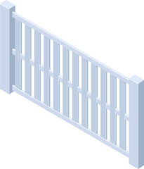 Naklejka premium Isometric white railing fence section barrier