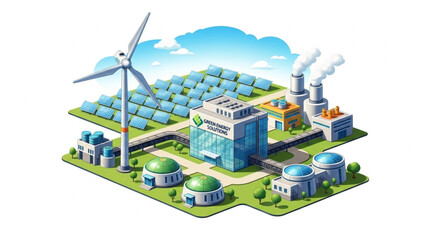 Modern City Energy Infrastructure with Renewable Sources.