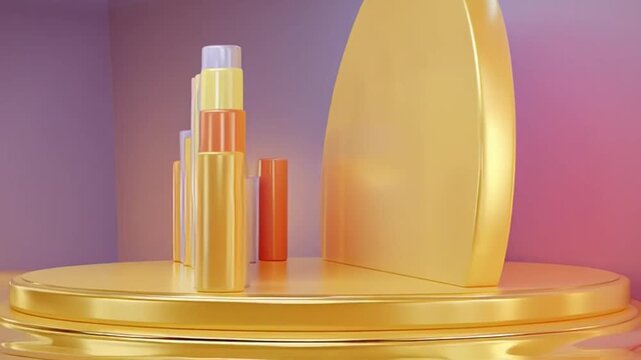 Gold bar chart with colorful bars.