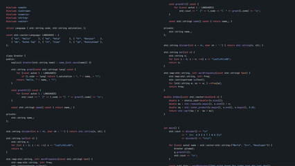 Professional Code Editor Interface Featuring Hello World Script with Contemporary Programming Syntax Highlighting. Innovative Software Development Background. © ec0de