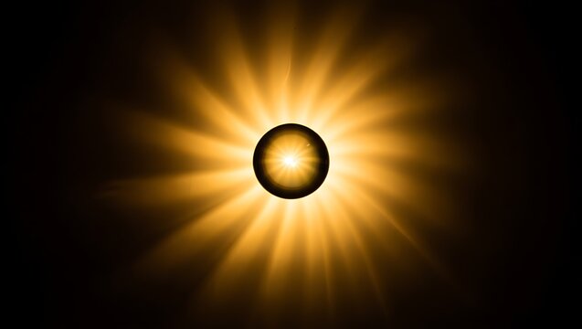 Radiant sun-like glow with a dark center emitting bright light rays
