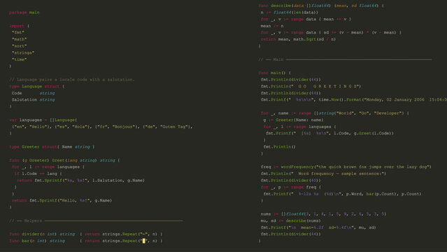 Digital Software Development Background Featuring Hello World Code in Next-Generation Programming Language with Structured Editor Interface.