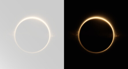 Golden glowing fire ring with burning sparks and magic light effect on transparent background overlay circle fire png © Alehandro