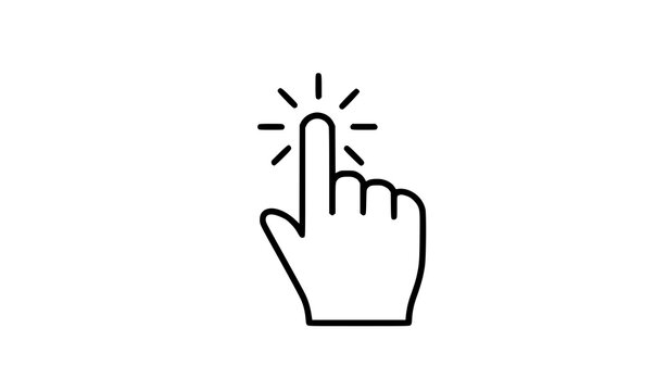 A minimalist vector graphic of a hand clicking with a glowing effect