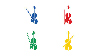 Colorful illustrations of musical instruments resembling violins in four different colors © Shahin Studio