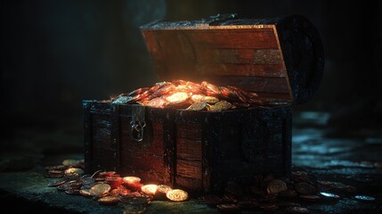 Glowing Treasure Chest of Gold Coins