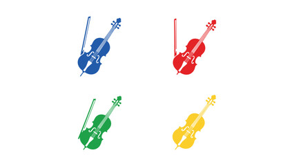 Colorful violins with decorative musical notes floating around them © Shahin Studio