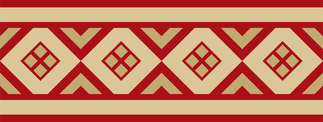 African seamless gold and red pattern. Cultural heritage of the African peoples. Ethnic endless border, frame. Zimbabwe ornament. © Ana Lo