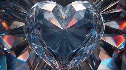Sparkling Diamond Heart Reflection Background