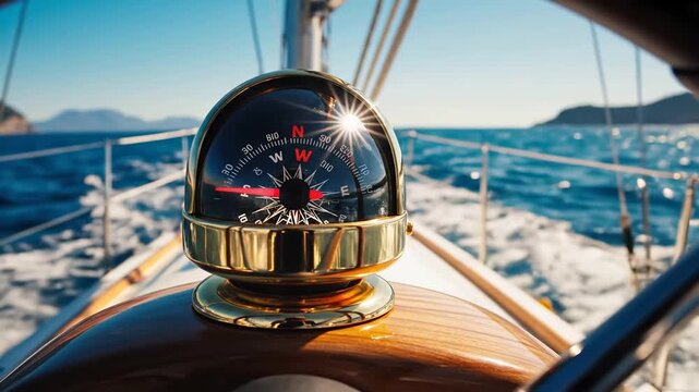 Close up of a cars dashboard speedometer and compass showing high speed and direction on a road trip adventure.