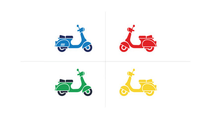 Colorful collection of four stylized scooters in vibrant hues © Shahin Studio