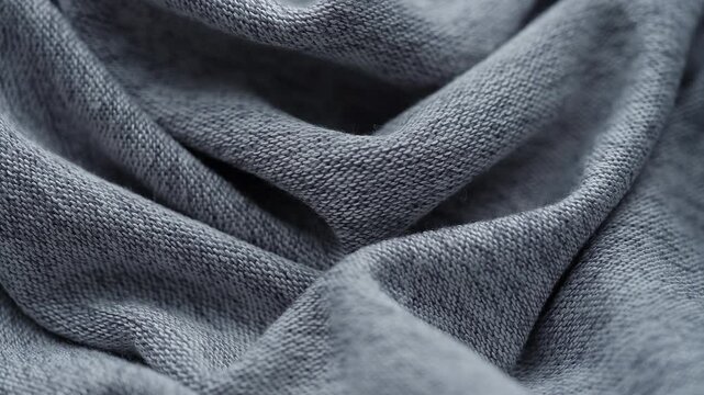 Close-up of a soft gray marl jersey fabric with elegant folds