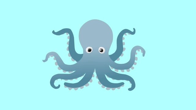 2D Animated Octopus with Waving Tentacles for Underwater Ocean Theme Loop