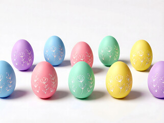 Fototapeta premium Pastel Easter Eggs with Floral Patterns