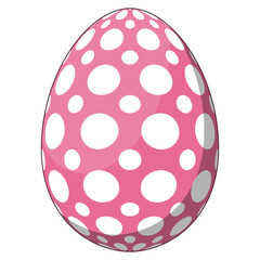 Brightly colored easter egg, polka dot pattern, white dots, festive decoration, isolated object, spring holiday.