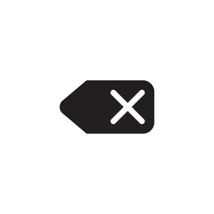 Obraz premium Backspace or delete icon vector. Minimalist erase symbol with cross mark for keyboard, removal, and mobile app UI interface design on white background.