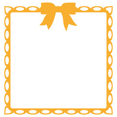 Elegant square border, gold with bow, decorative edge, blank space, ornate design, for greeting cards.