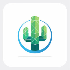 Obraz premium Vector cactus plant with flower in circular frame showcasing ecology