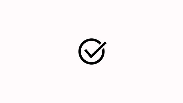 Check mark circle animation with white background. Animation check mark that symbolizes approval, success, or task completion