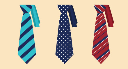 Three colorful neckties with different patterns and designs.