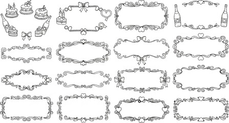 Obraz premium Collection of decorative ornate borders and frames with festive elements