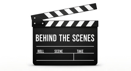 Obraz premium Creative filmmaking and video production process revealed with a classic behind-the-scenes clapboard on white background