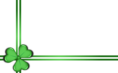 Corner frame st patrick day green ribbon shamrock for celebration