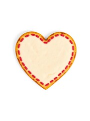 Obraz premium Heart-shaped cookie on a white background, perfectly centered and isolated, confectionery, edible
