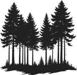 Obraz premium Forest Silhouette Black and White Vector Illustration