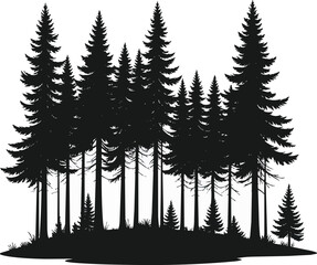 Fototapeta premium Forest Silhouette Black and White Vector Illustration